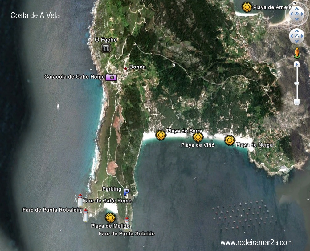 costa de a vela y playa de melide en google earth - La Playa de Melide; La Playa Salvaje,entre los Faros de Cabo Home.